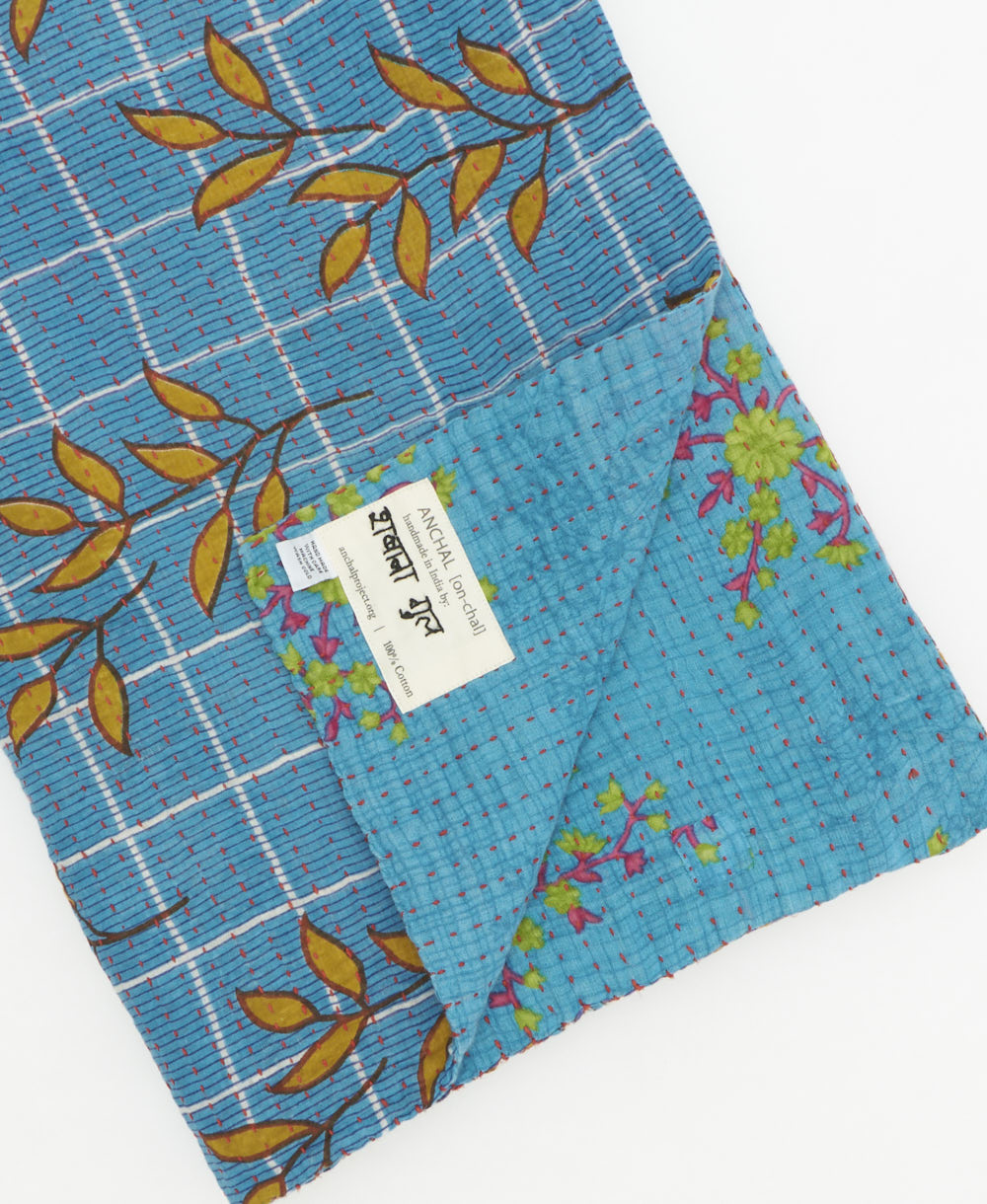 Kantha quilt throw traditional kantha hand stitching