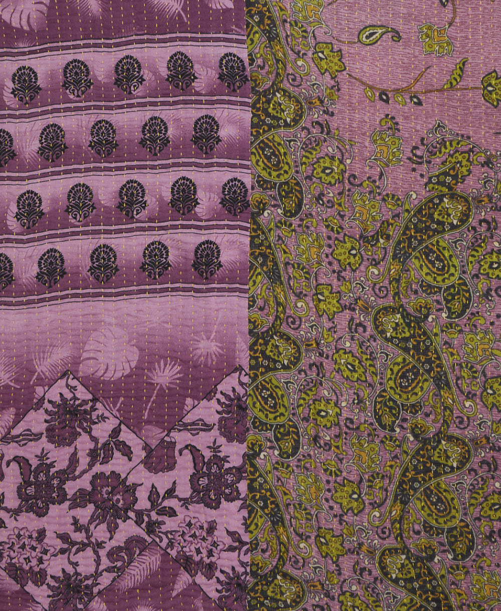 Kantha quilt throw made of recycled vintage saris