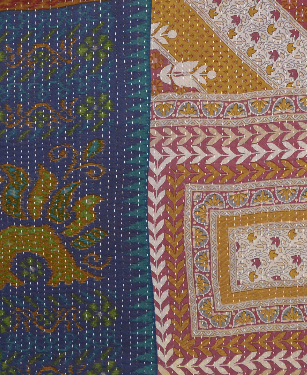 Kantha quilt throw made of recycled vintage saris