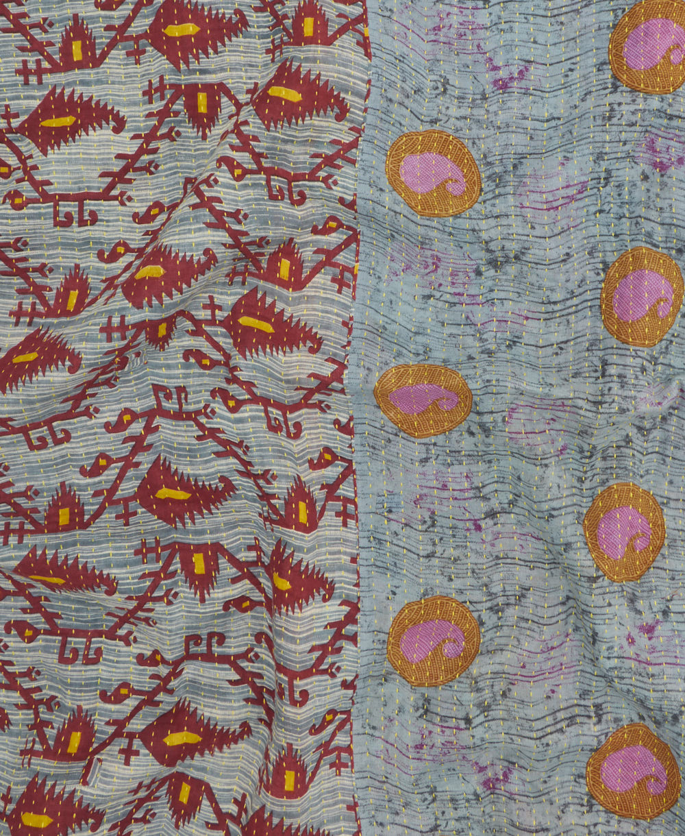 Kantha quilt throw made of recycled vintage saris