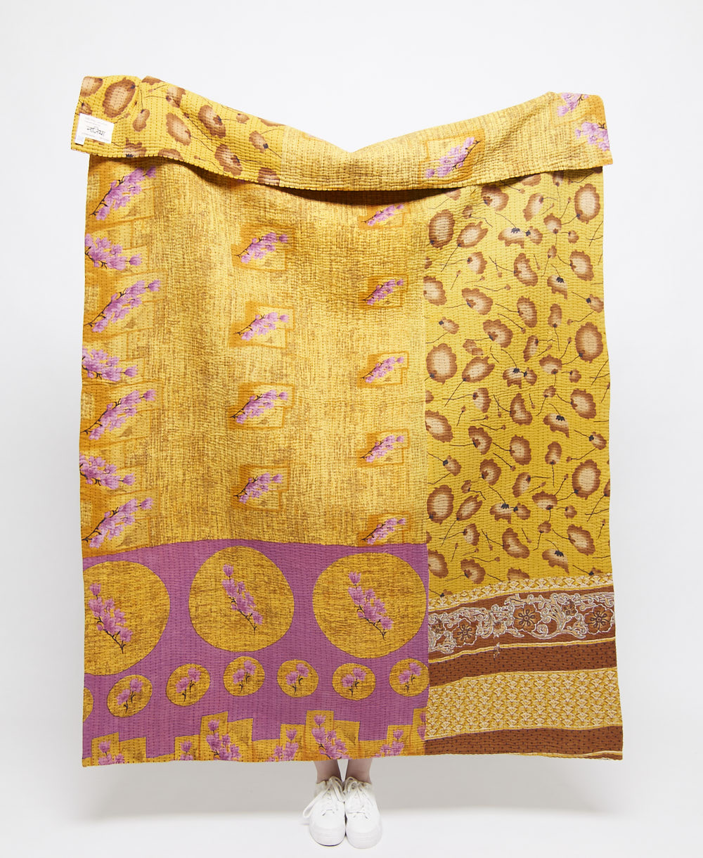 Artisan made kantha quilt throw  
