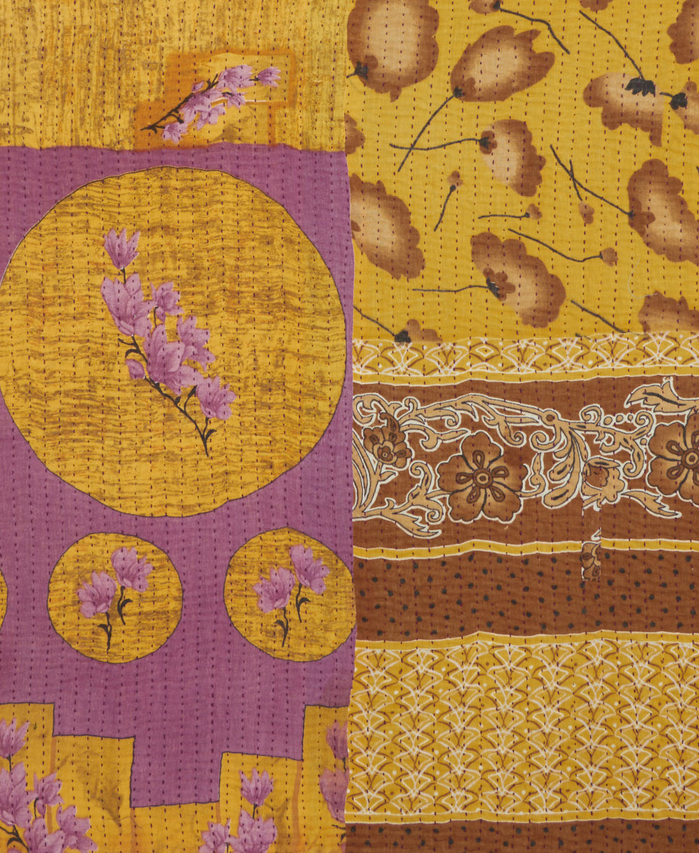 Kantha quilt throw made of recycled vintage saris