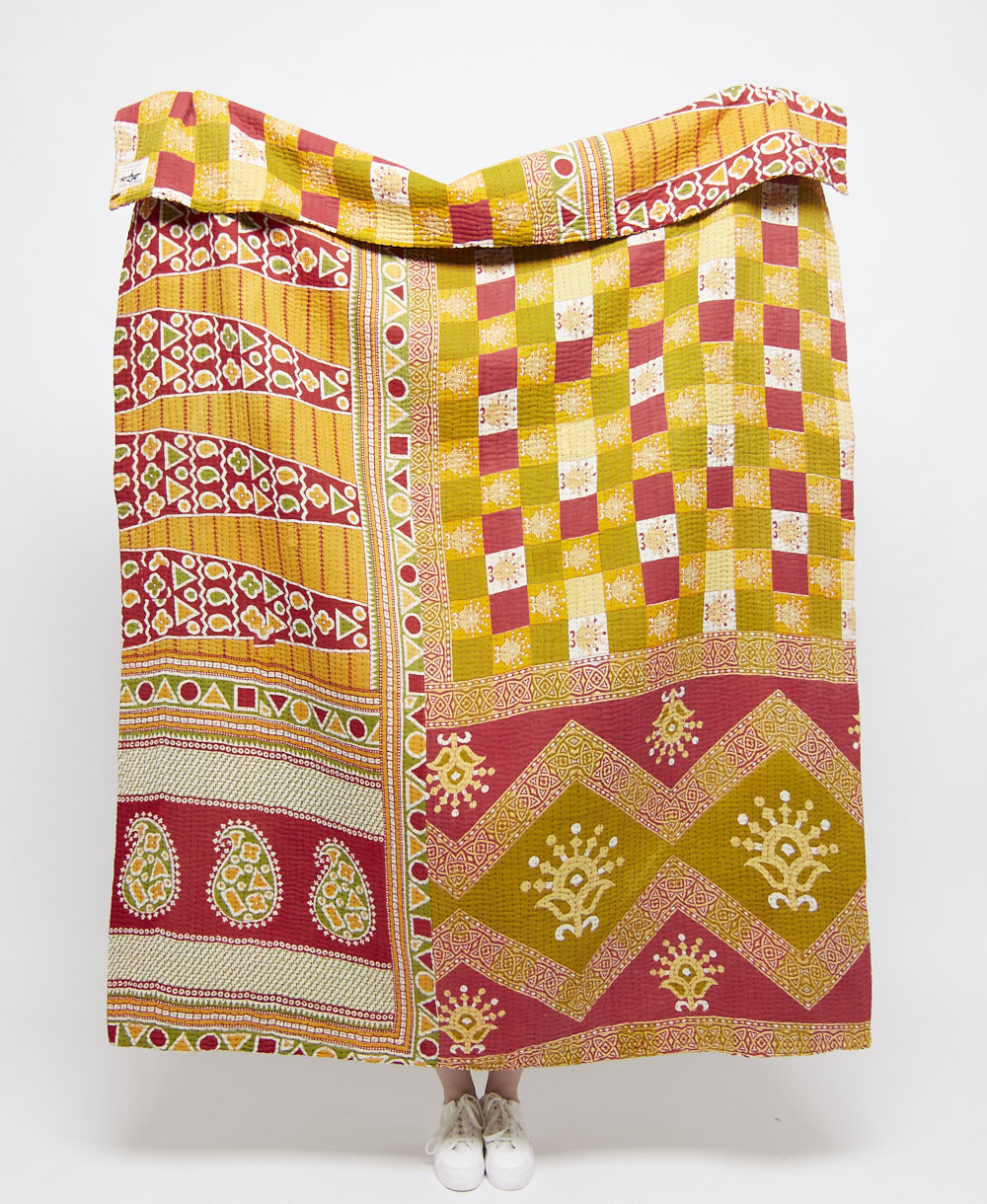 Artisan made kantha quilt throw  