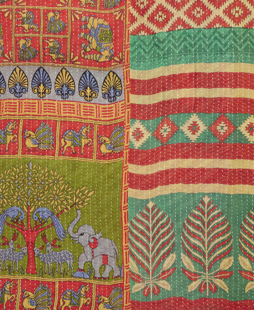 kantha quilt throw made of recycled vintage saris