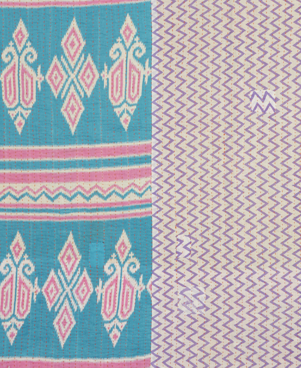 kantha quilt throw made of recycled vintage saris