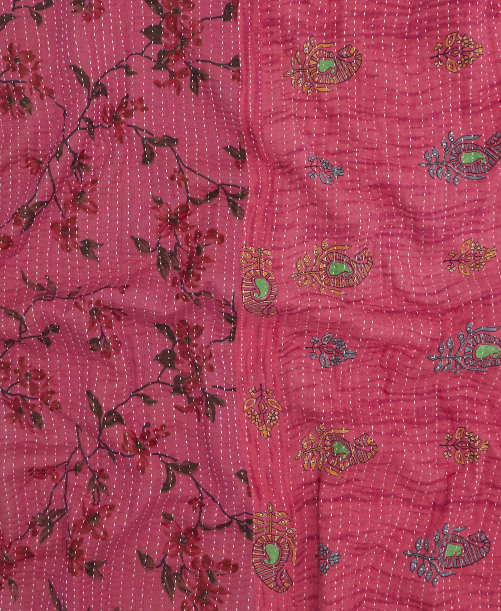 kantha quilt throw made of recycled vintage saris