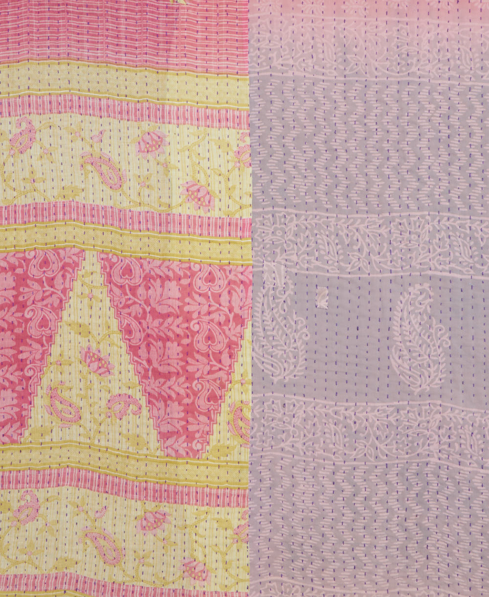 kantha quilt throw made of recycled vintage saris