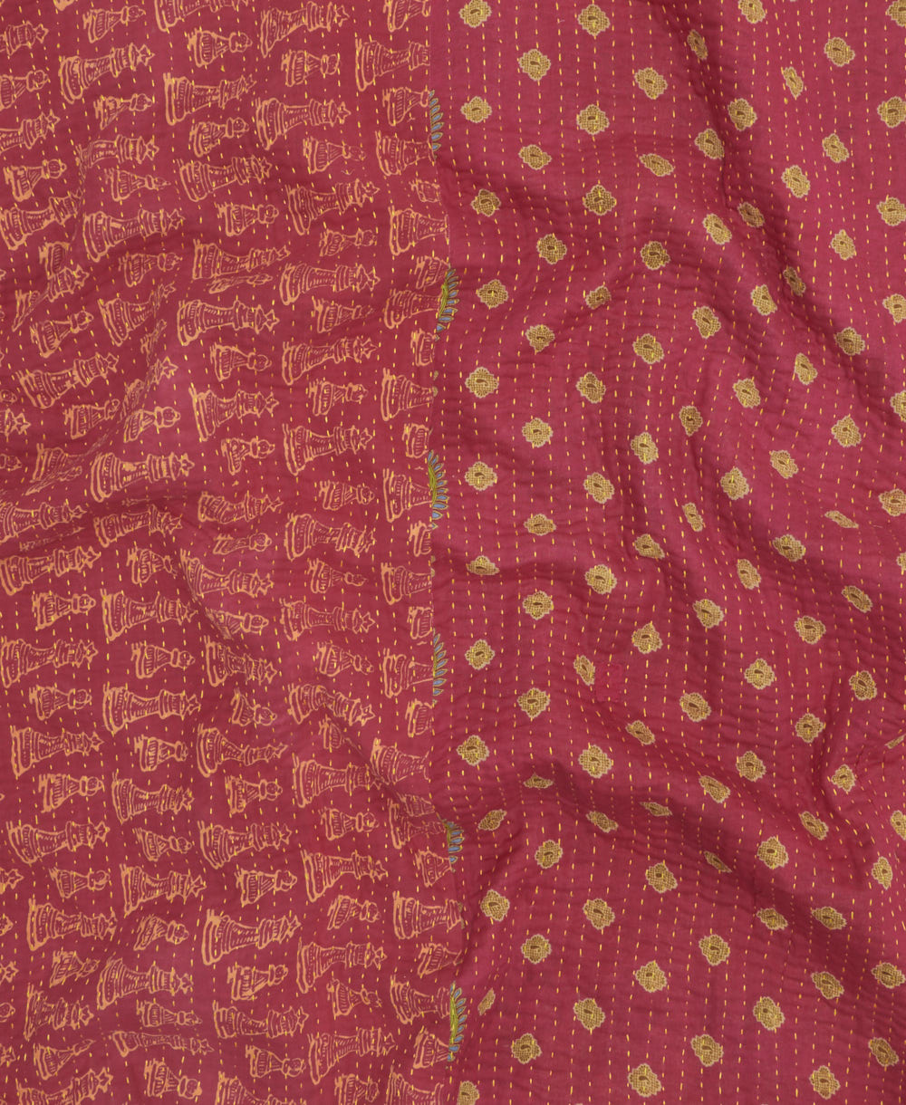 kantha quilt throw made of recycled vintage saris