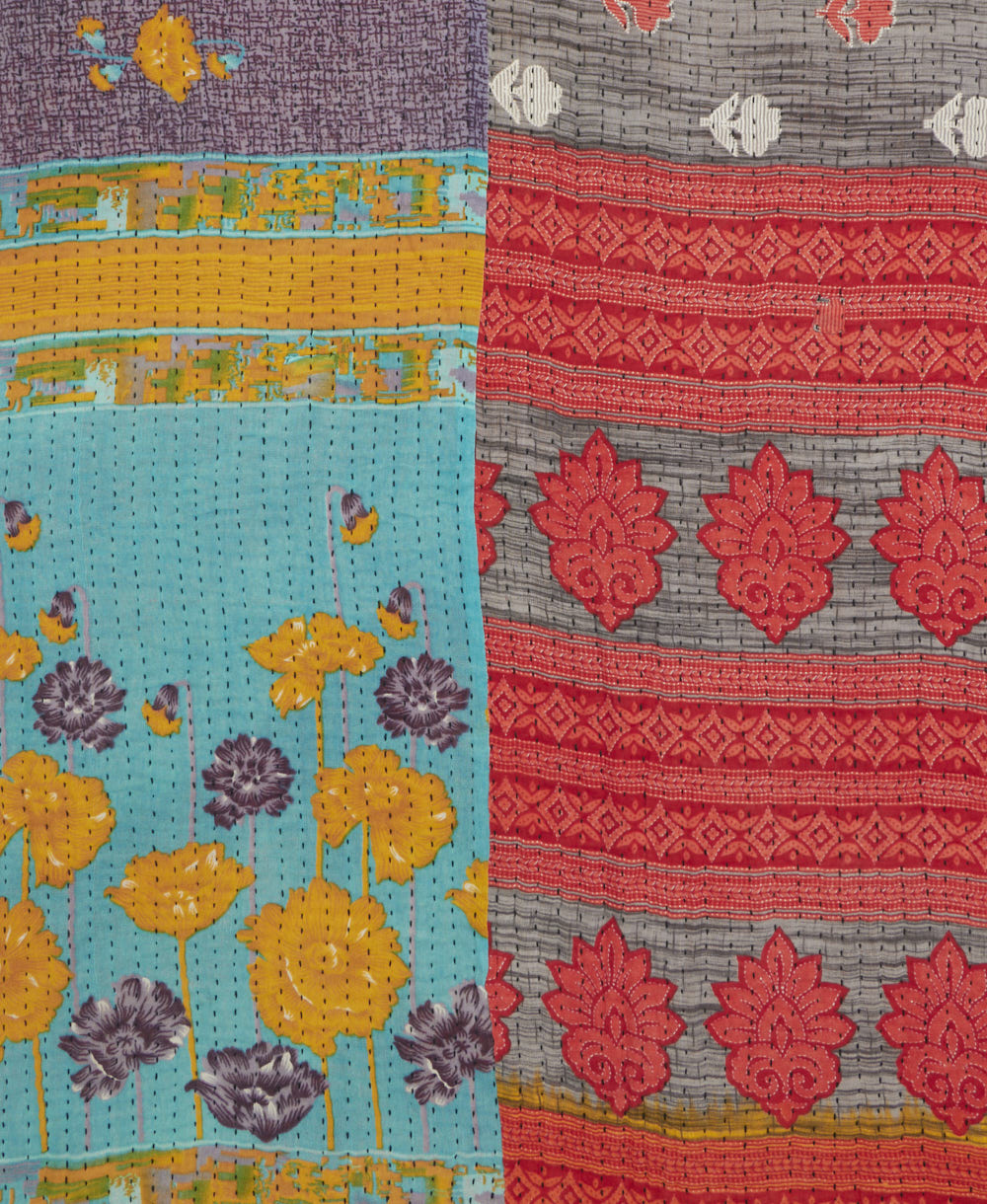 kantha quilt throw made of recycled vintage saris