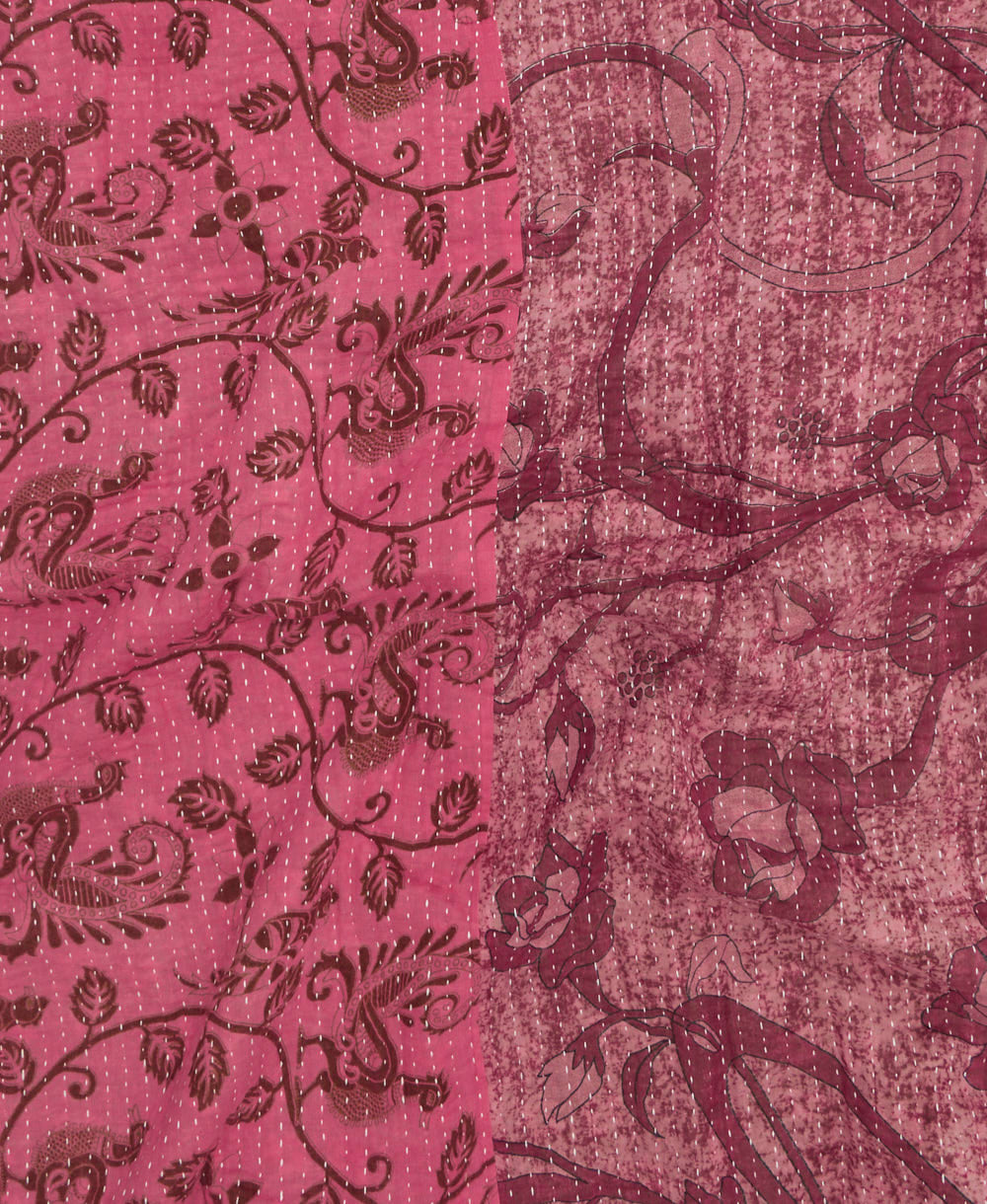 kantha quilt throw made of recycled vintage saris