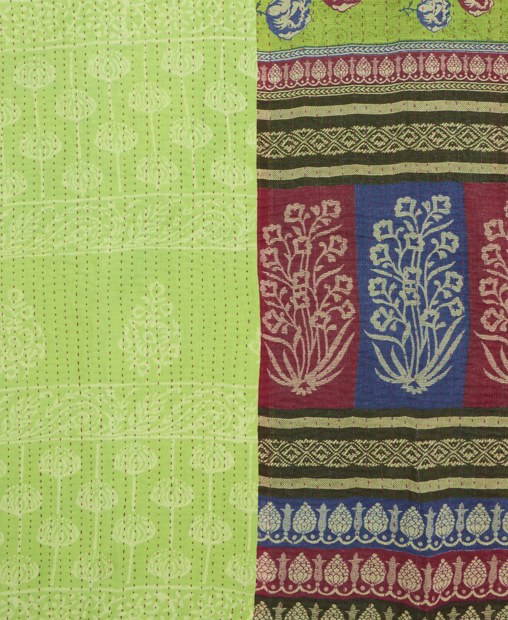 kantha quilt throw made of recycled vintage saris