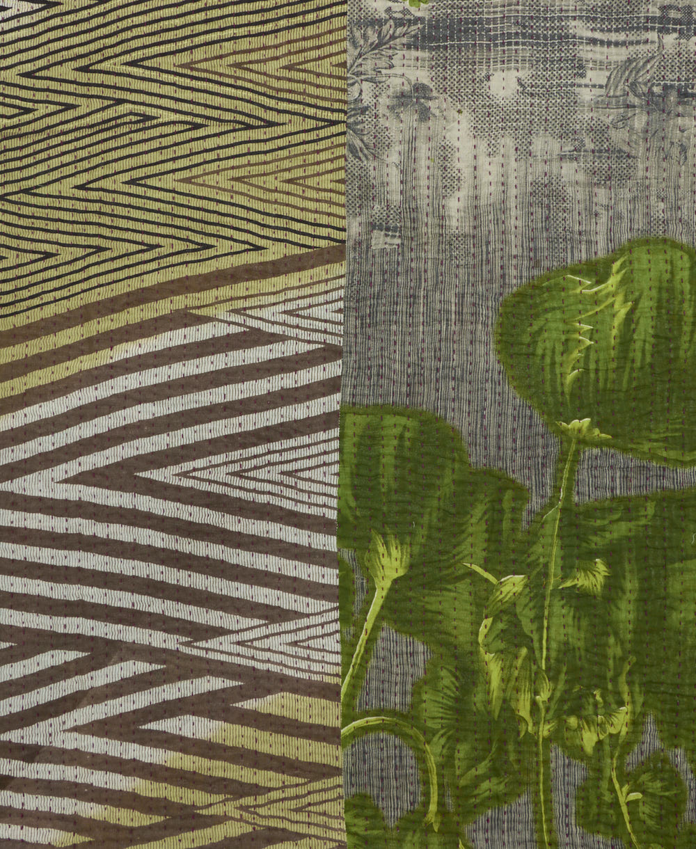 kantha quilt throw made of recycled vintage saris