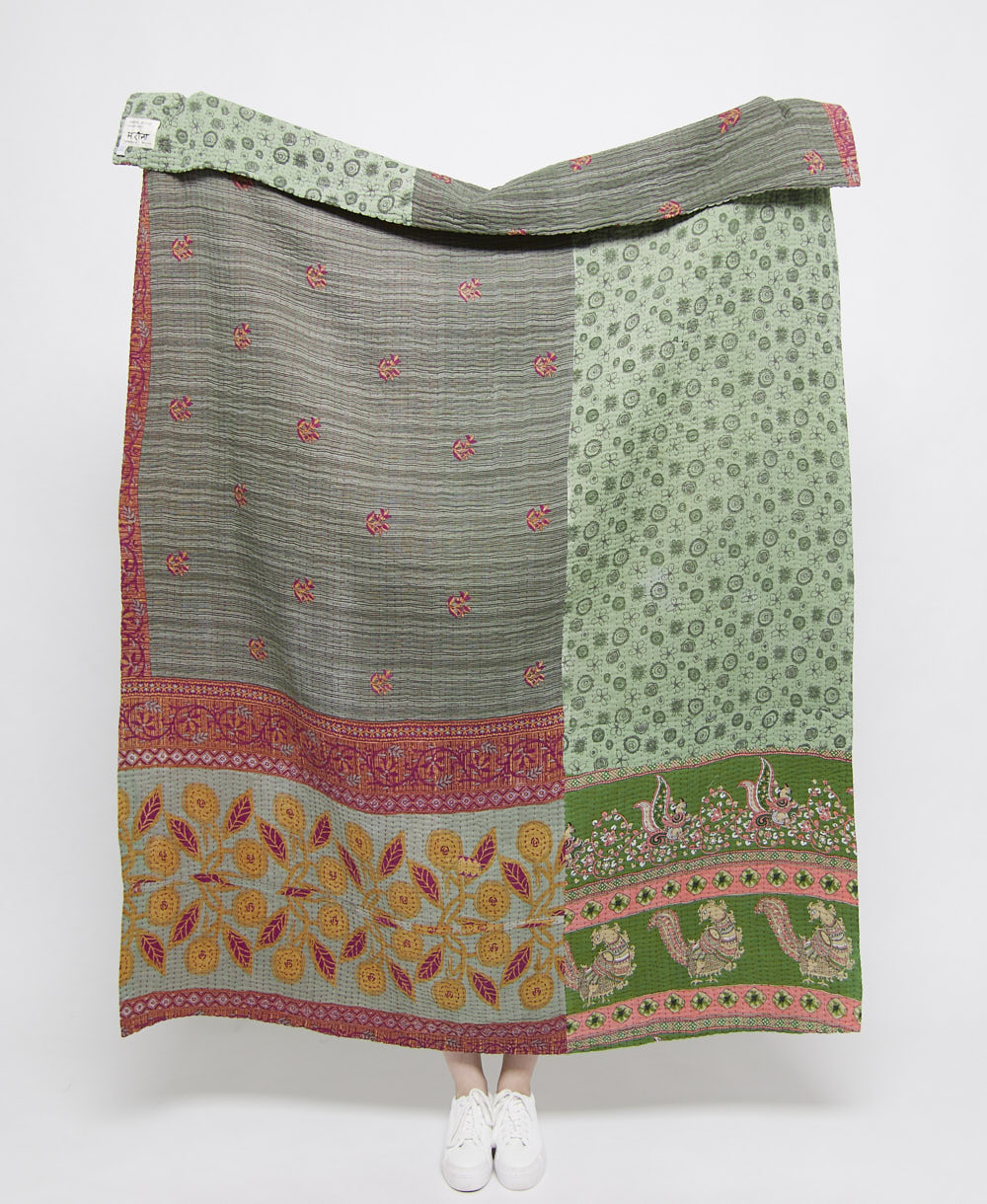 artisan made kantha quilt throw  