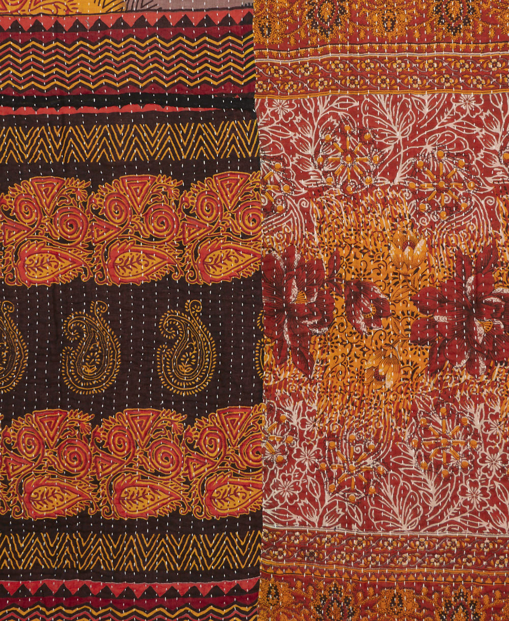 kantha quilt throw made of recycled vintage saris