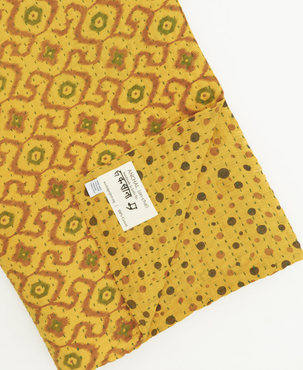kantha quilt throw featuring traditional kantha hand stitching