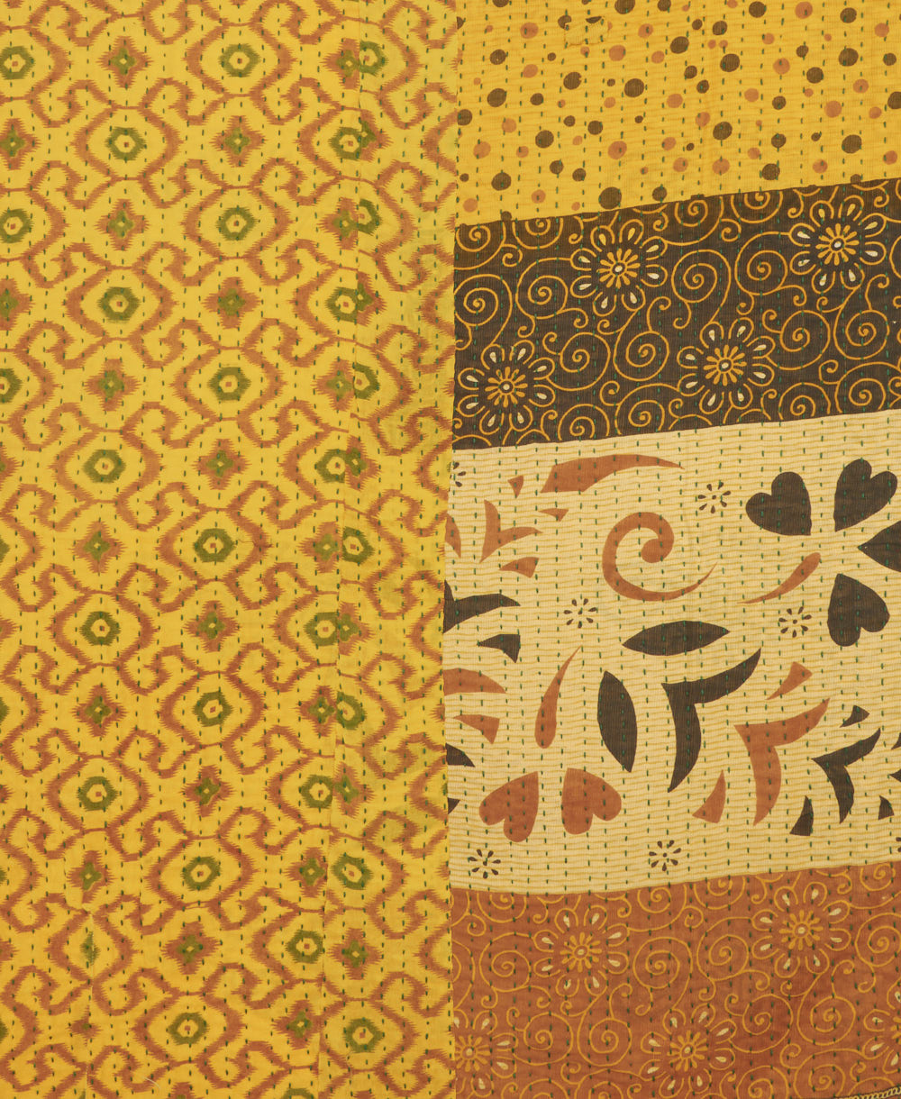 kantha quilt throw made of recycled vintage saris