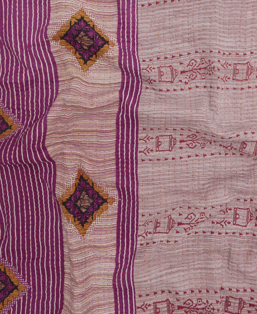 kantha quilt throw made of recycled vintage saris