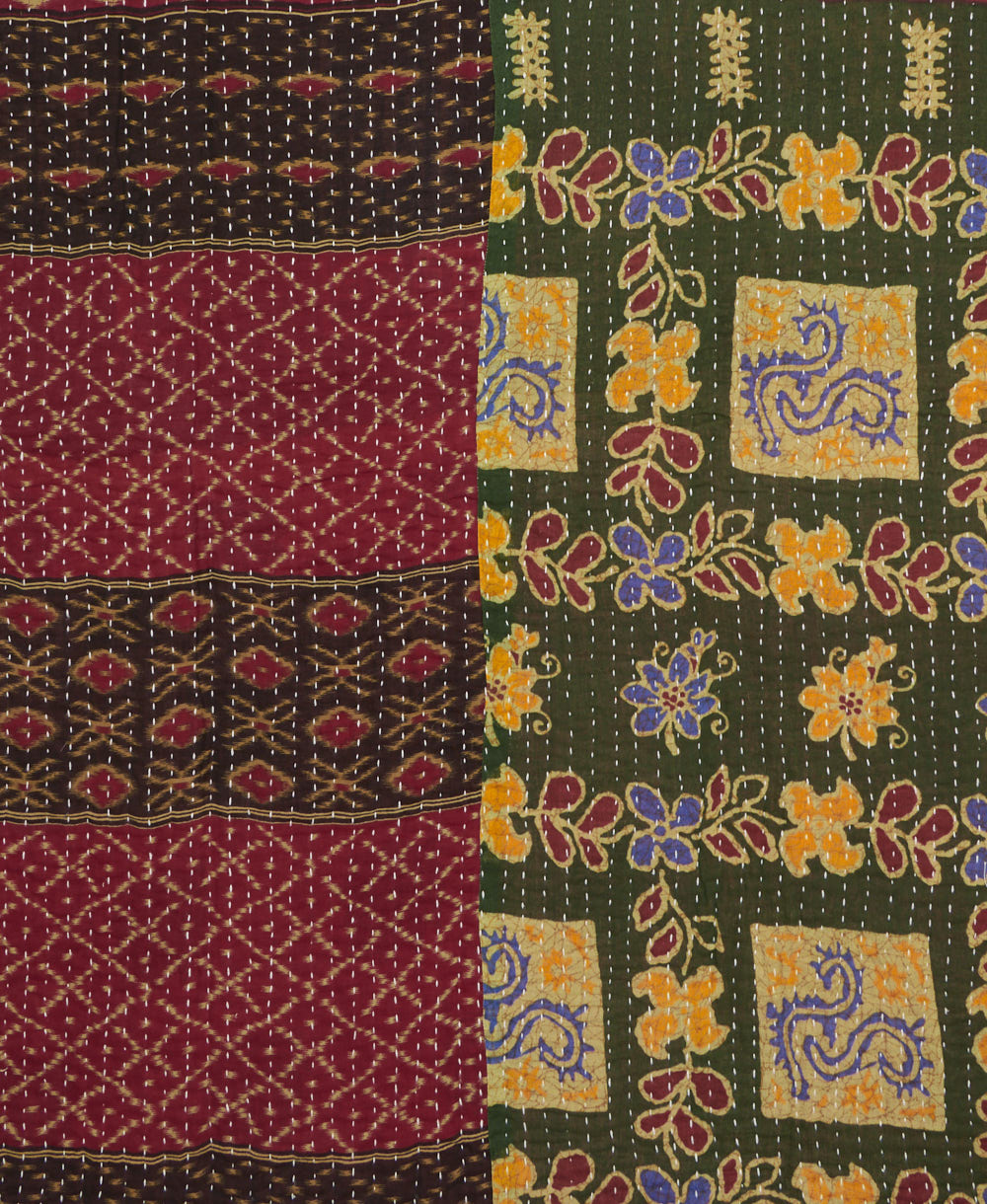 kantha quilt throw made of recycled vintage saris