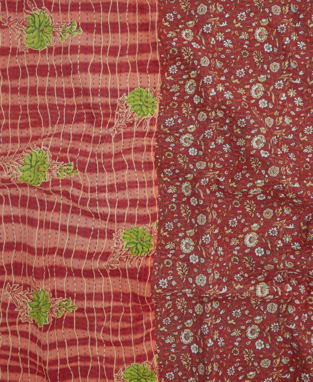 kantha quilt throw made of recycled vintage saris