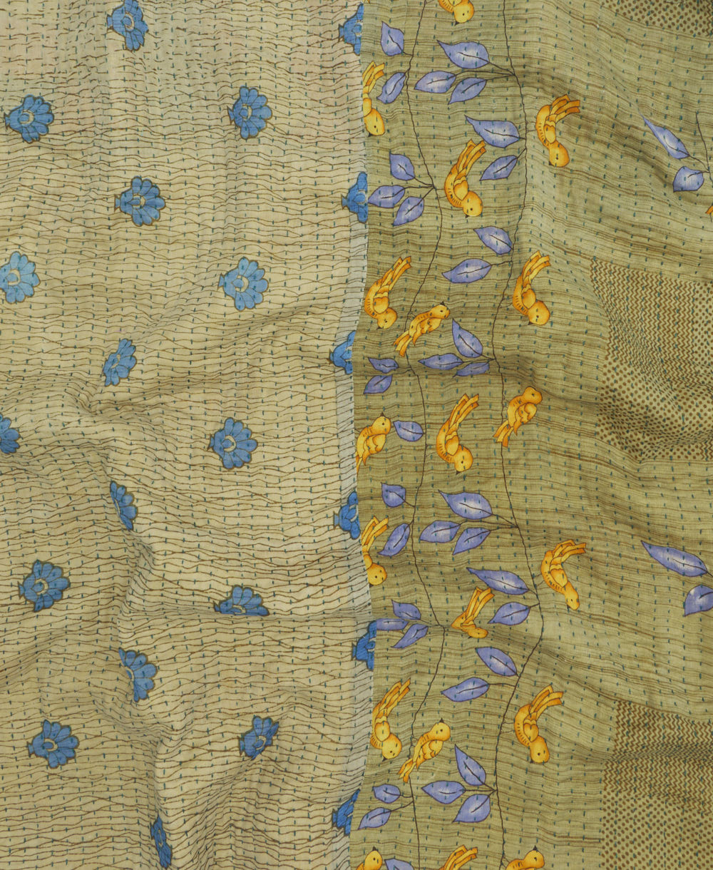 kantha quilt throw made of recycled vintage saris