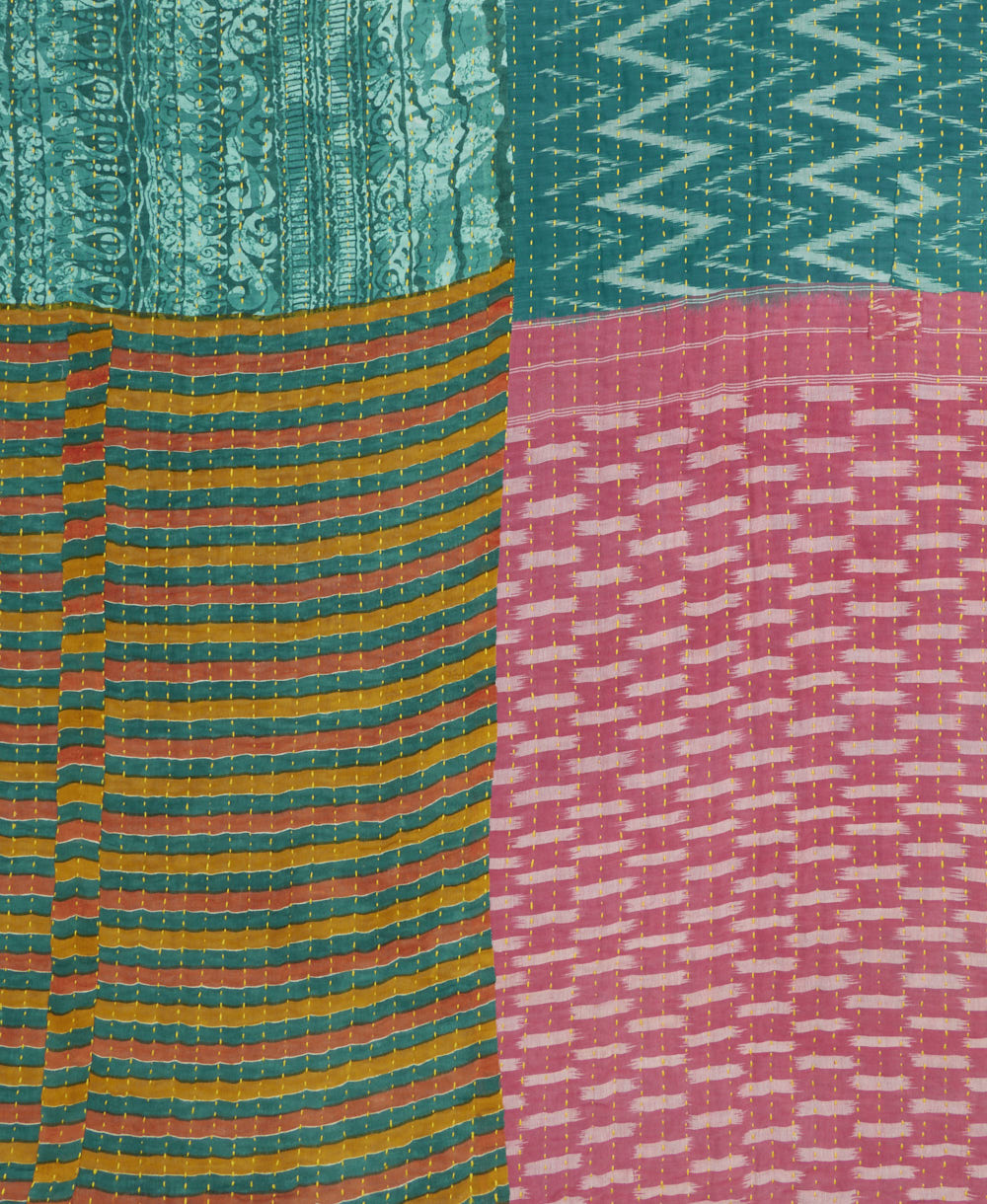 kantha quilt throw made of recycled vintage saris