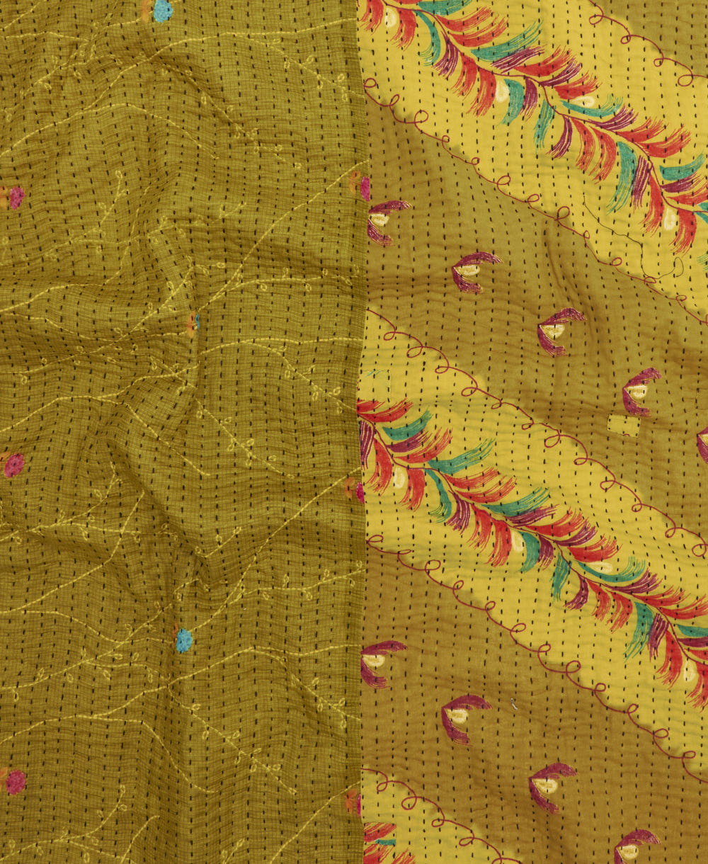 kantha quilt throw made of recycled vintage saris