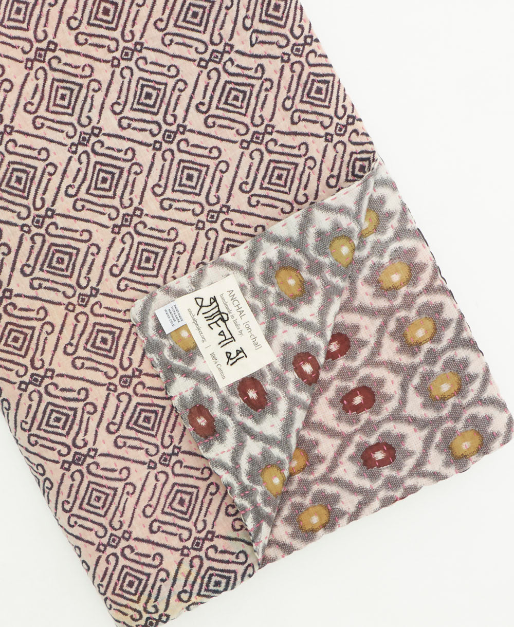 kantha quilt throw featuring traditional kantha hand stitching