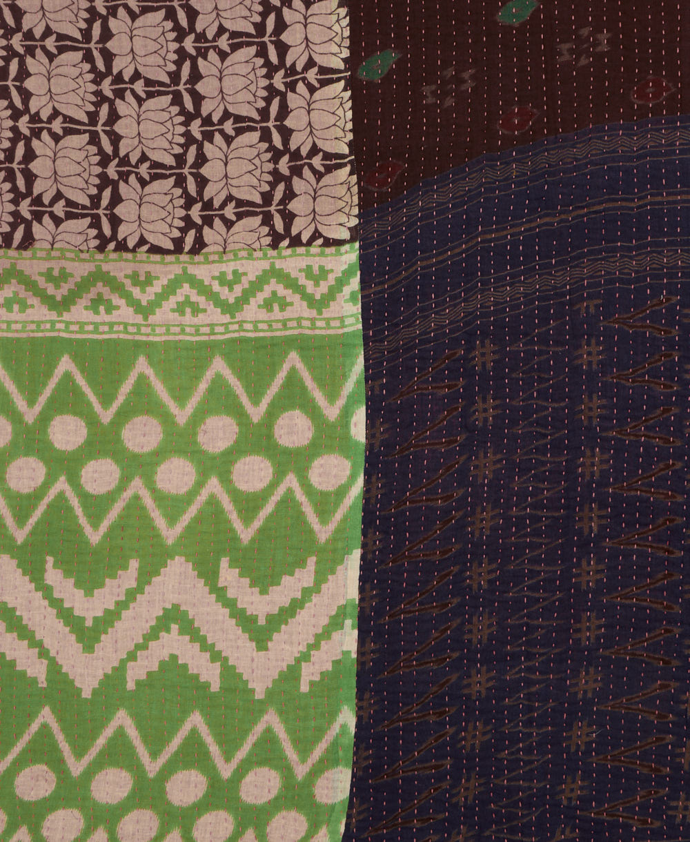 kantha quilt throw made of recycled vintage saris