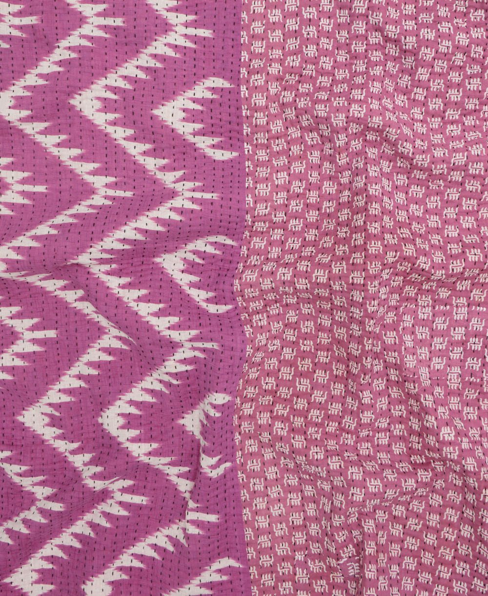kantha quilt throw made of recycled vintage saris