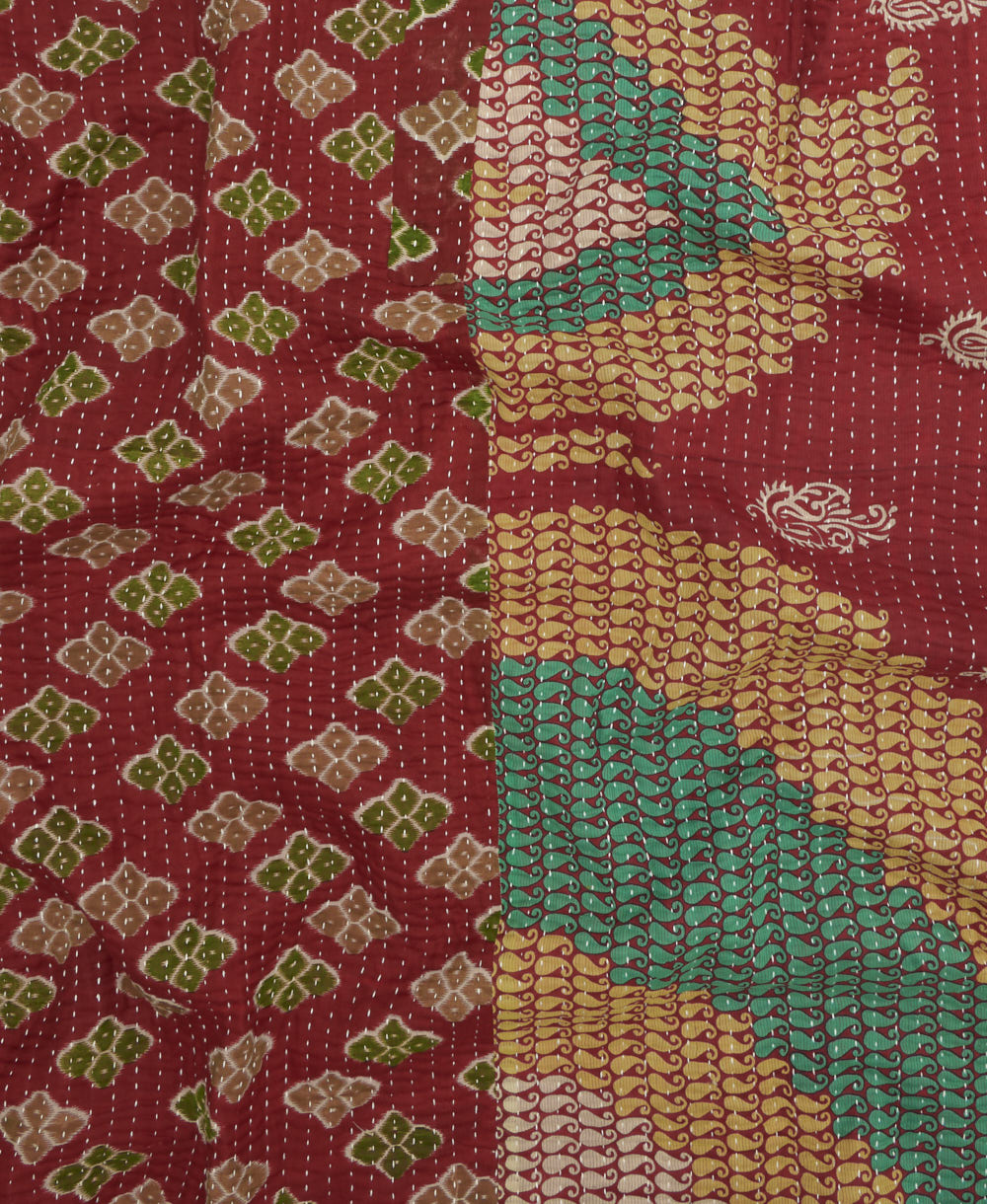 kantha quilt throw made of recycled vintage saris