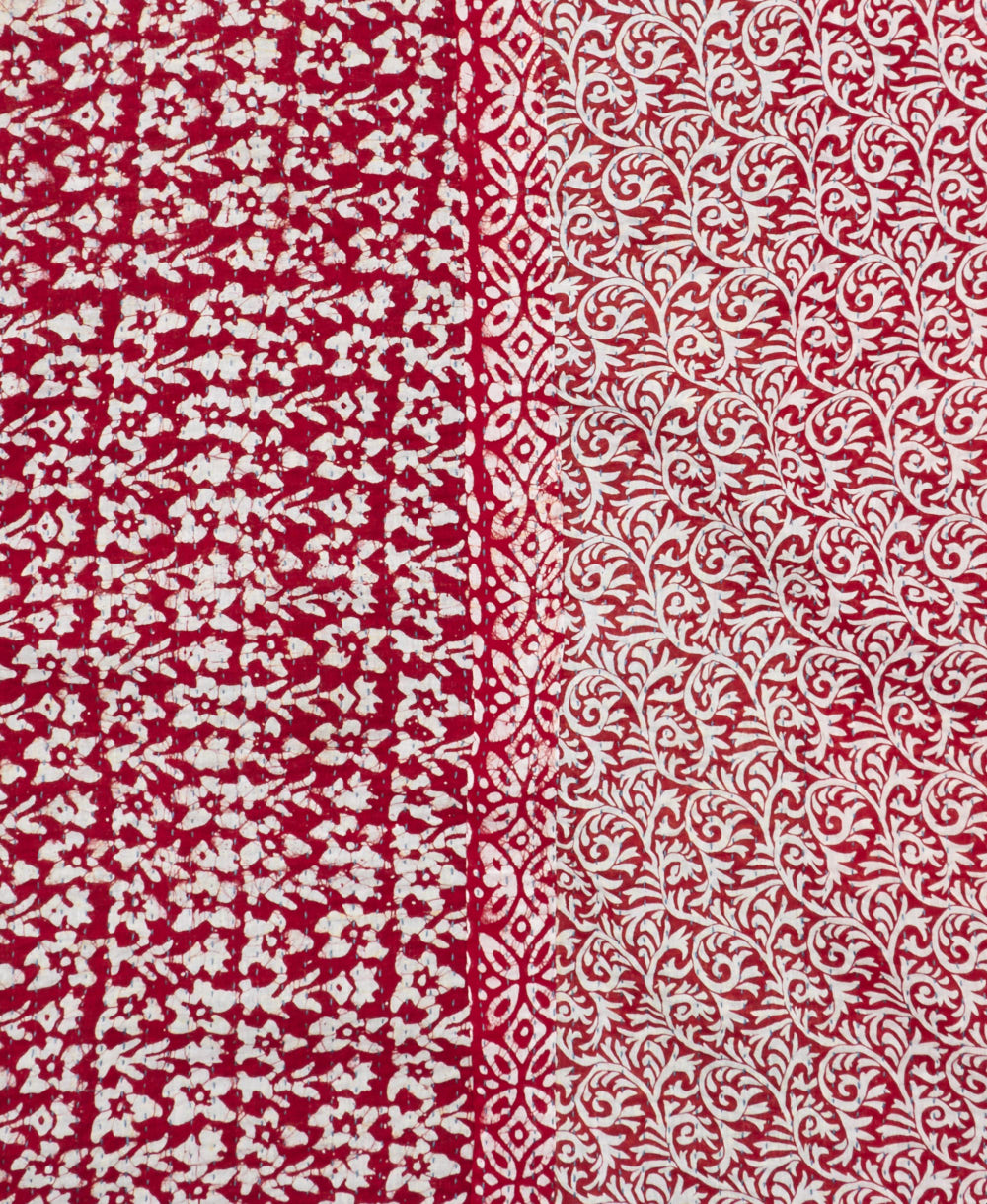 Kantha quilt throw made of recycled vintage saris