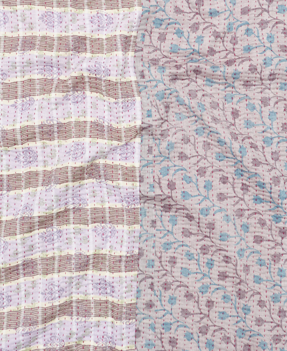 Kantha quilt throw made of recycled vintage saris