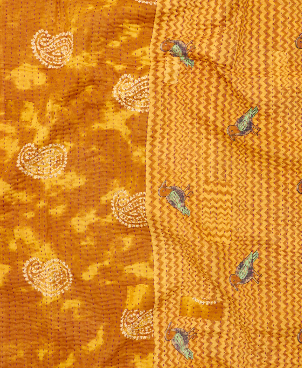 Kantha quilt throw made of recycled vintage saris