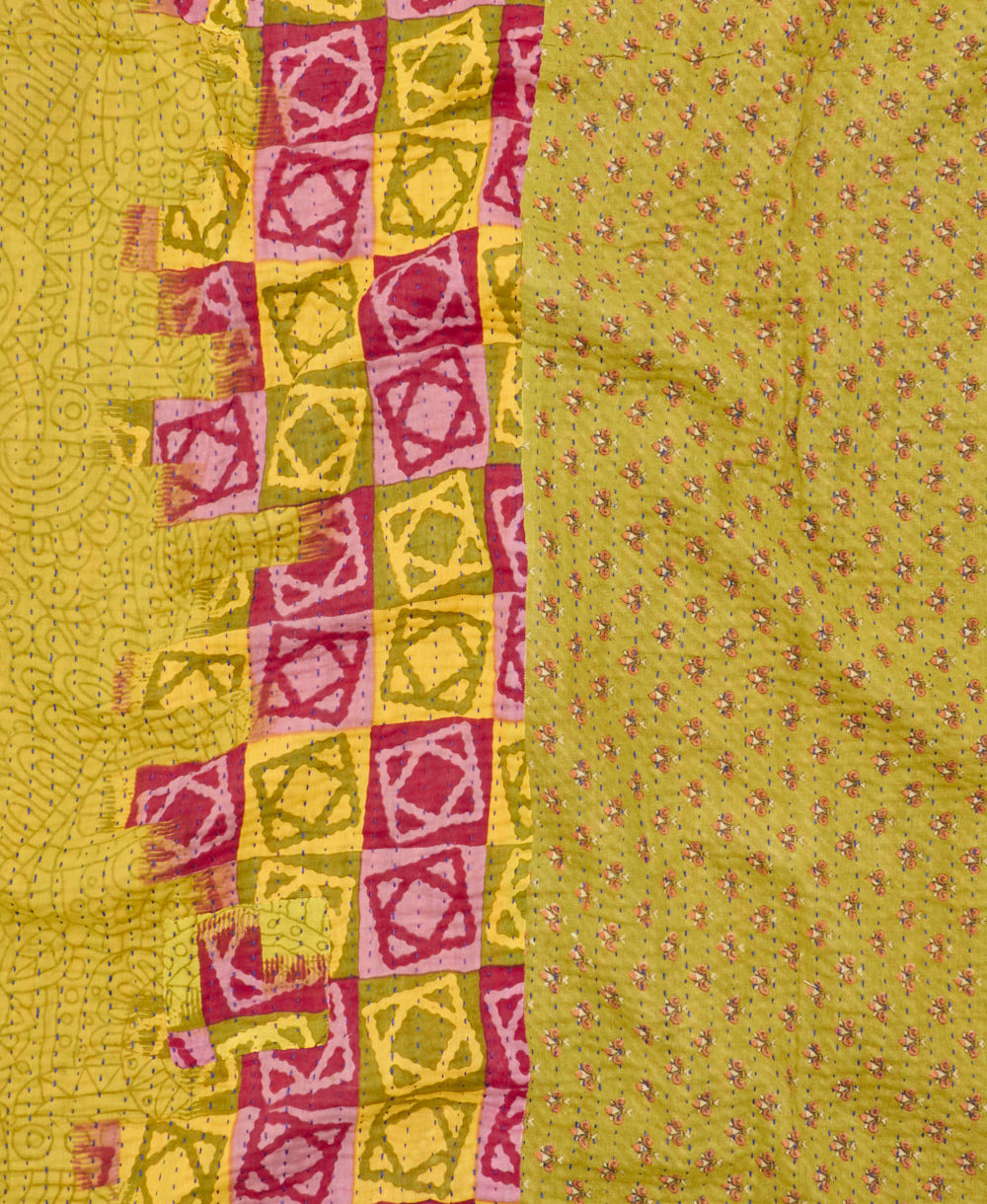 Kantha quilt throw made of recycled vintage saris