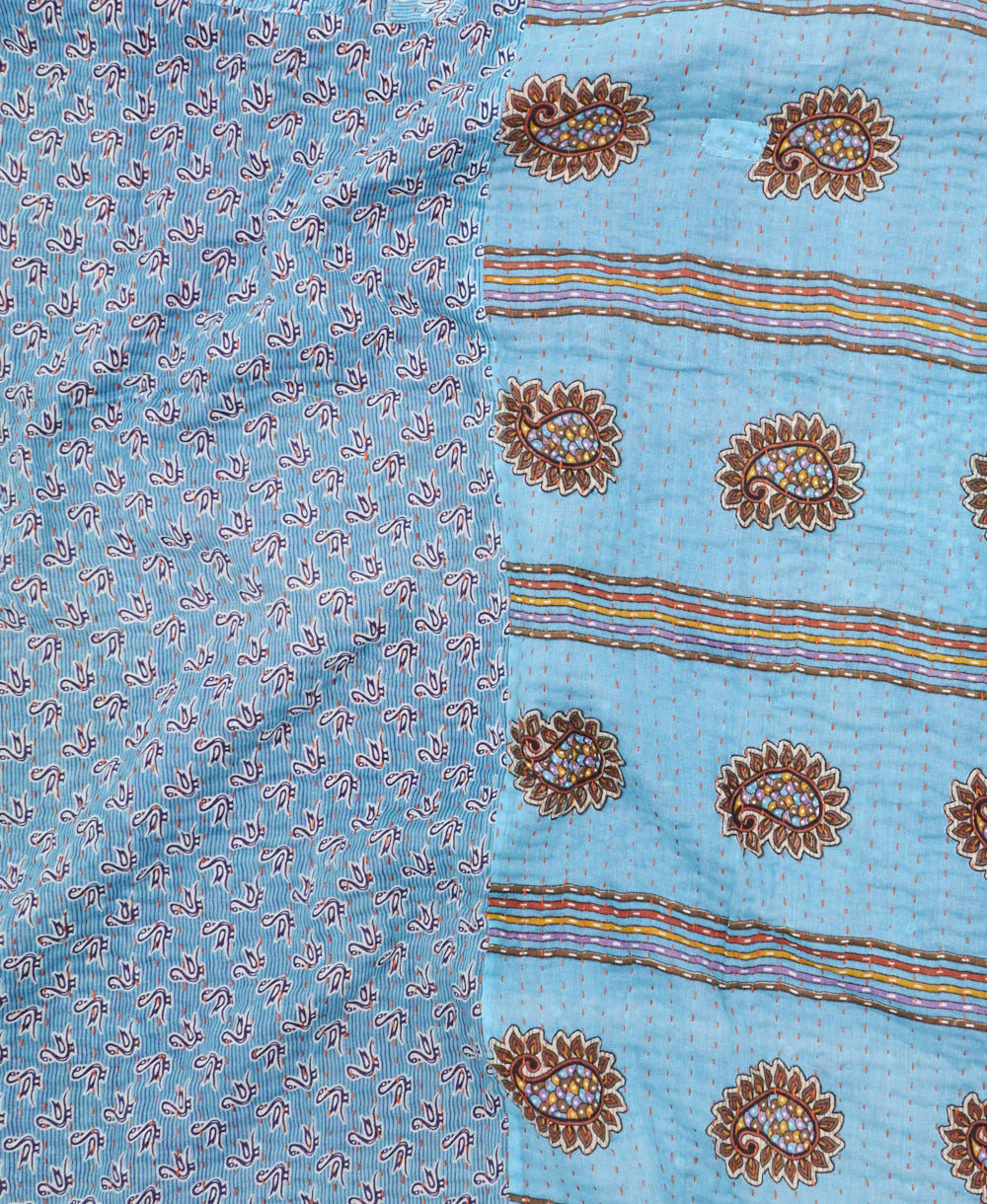 Kantha quilt throw made of recycled vintage saris