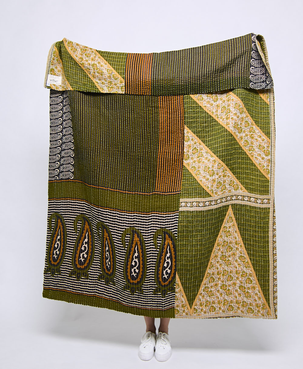 Artisan made kantha quilt throw  