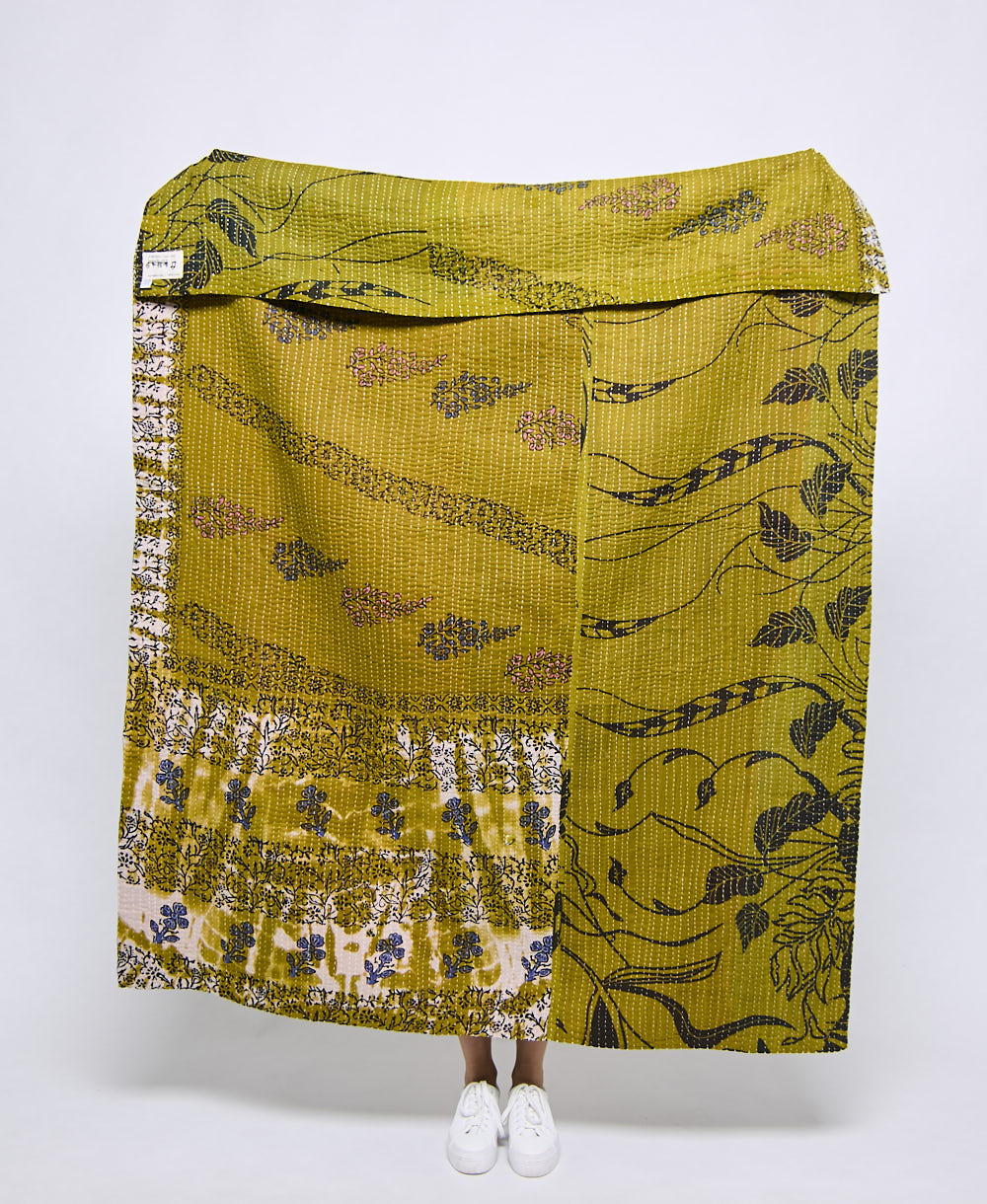 Artisan made kantha quilt throw  