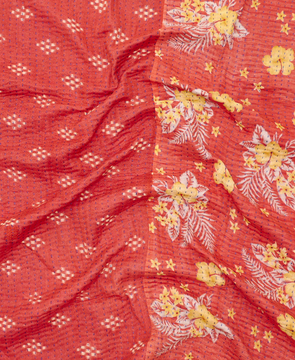 Kantha quilt throw made of recycled vintage saris