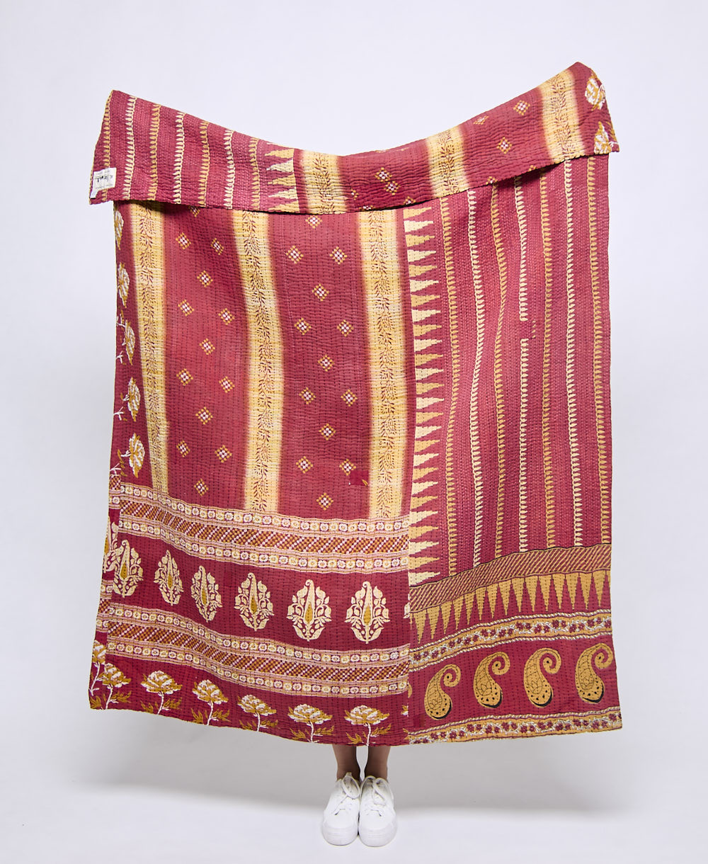 Artisan made kantha quilt throw  