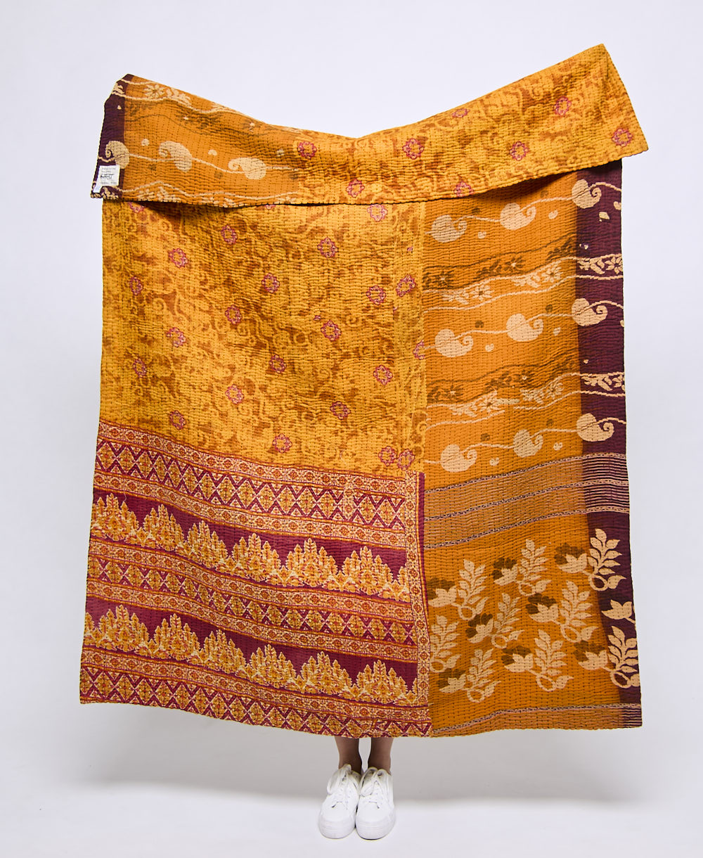Artisan made kantha quilt throw  