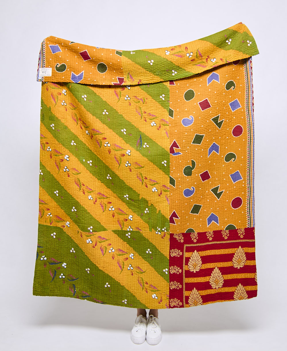 Artisan made kantha quilt throw  