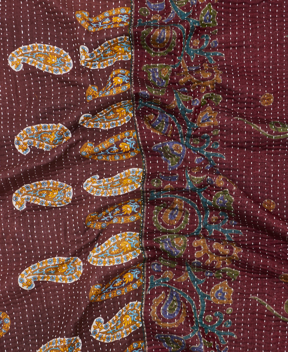 Kantha quilt throw made of recycled vintage saris