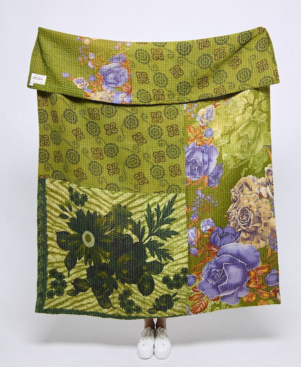 Artisan made kantha quilt throw  