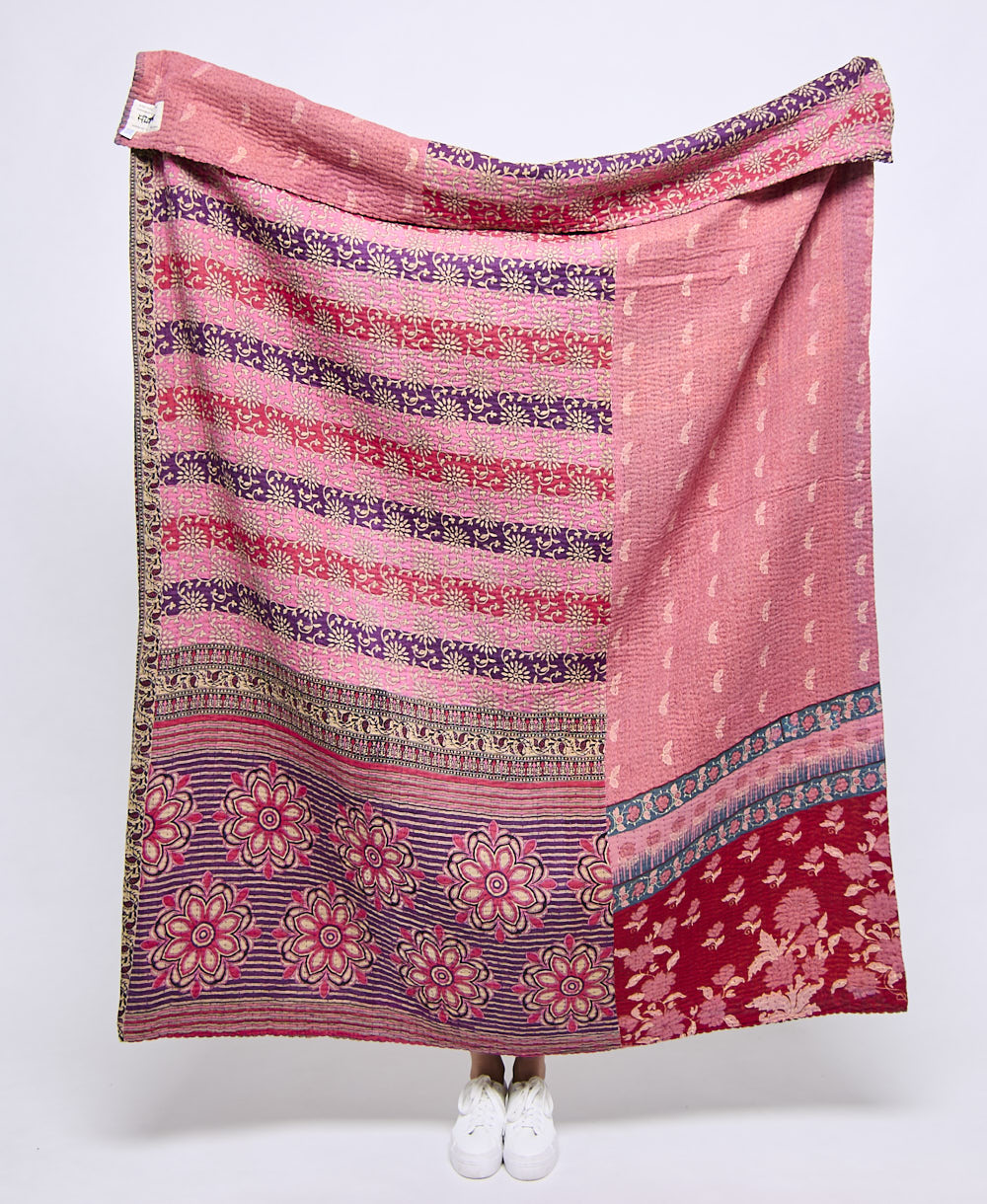 Artisan made kantha quilt throw  