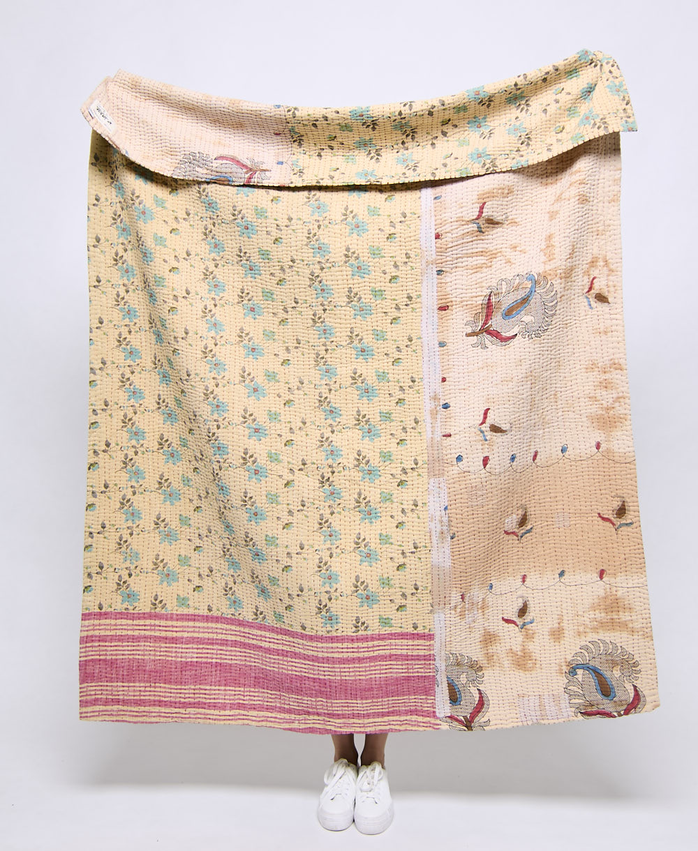 Artisan made kantha quilt throw  