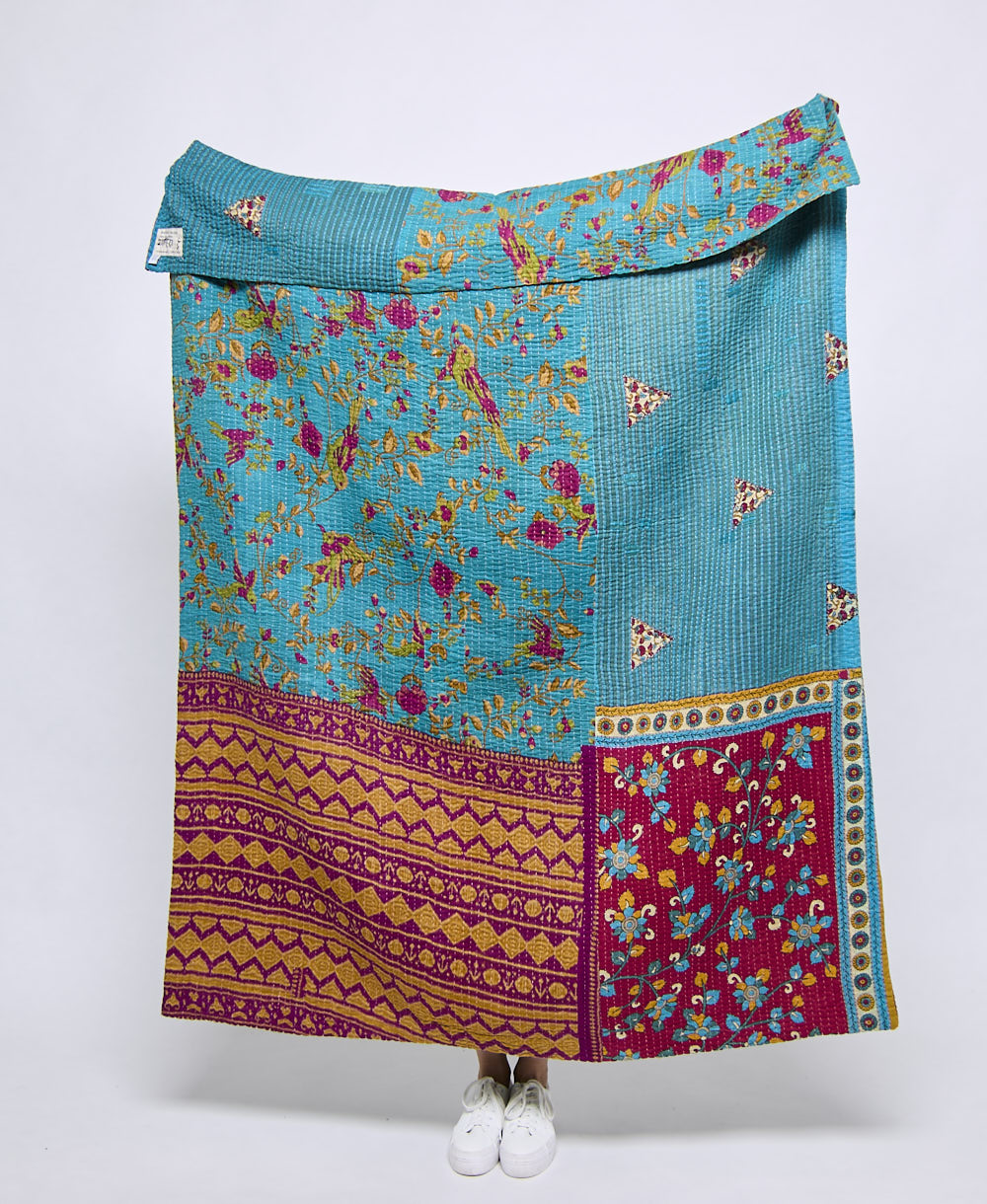 Artisan made kantha quilt throw  