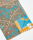 Kantha quilt throw featuring traditional kantha hand stitching