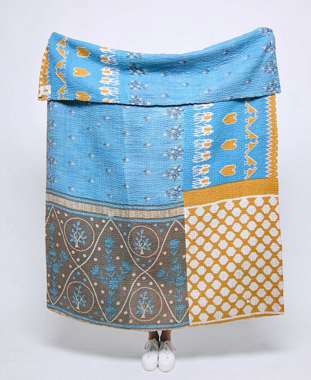 Artisan made kantha quilt throw  