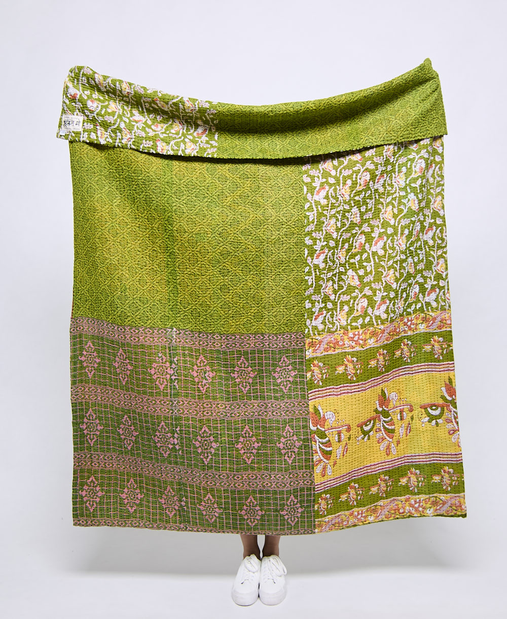 Artisan made kantha quilt throw  
