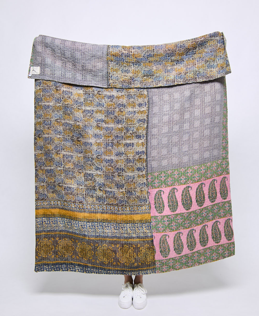 Artisan made kantha quilt throw  
